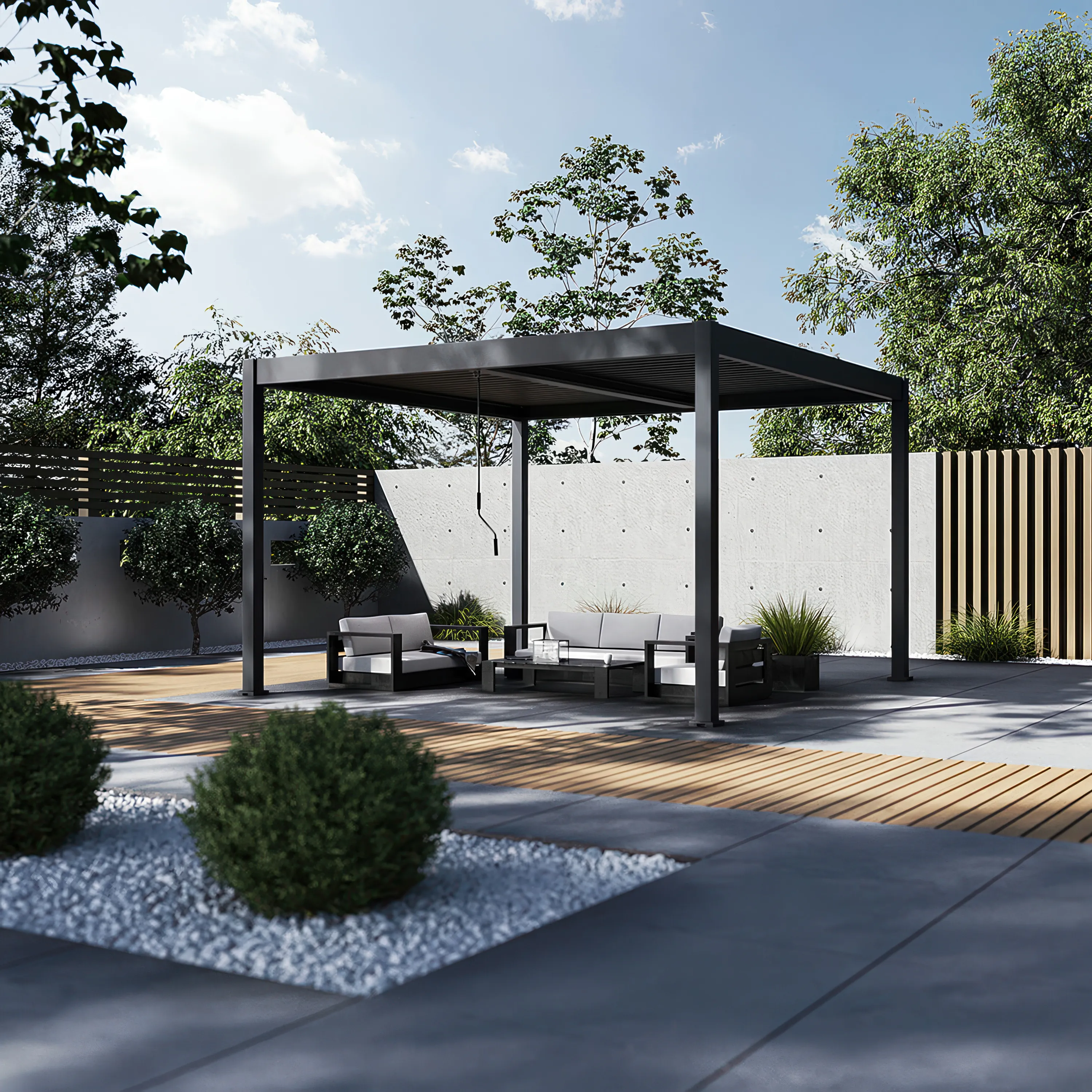 Wolnostojąca pergola na tarasie